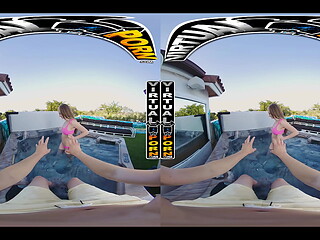 VIRTUAL PORN - Kimberly Snow Notices Johnny'_s Boner In The Hot Tub &amp_ Can'_t Resist Getting A Taste Of It