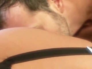 Couple Romantic Sex with a Hot Brunette in Sexy Lingarie