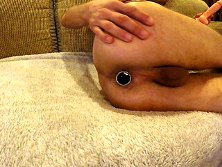 Straight Boy Dildos hole on couch