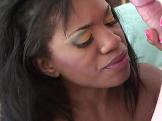 Sexy big ass ebony fucked and sprayed in mouth