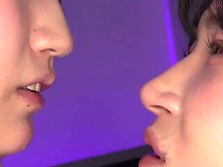 Haruno Ando Puts Her Split Tongue Into Mari Kagamis Nose