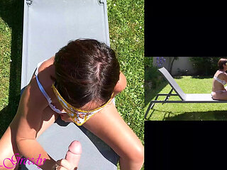 Beautiful MILF in Sexy White Lingerie Gets Fucked Doggystyle Outside and Cums on Her Big Ass