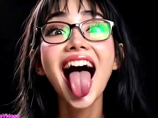 Beautiful Chinese girls show her tongue for you, Ai animation