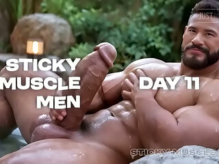 Sticky Muscle Men Day 11 Preview, AI-Generated Muscle Guys, Big Dicks, Big Cum Loads