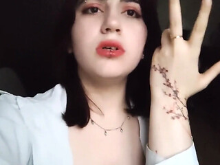 Shy GF shows off her huge tattooed butt while masturbating