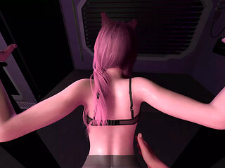 Fucking Fox Ear Girl in Standing Doggie POV