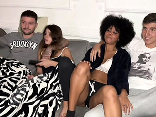 Selva & Valentina Lapiedra Foursome Swap - Two Big Cocks Gagging Deep Throat