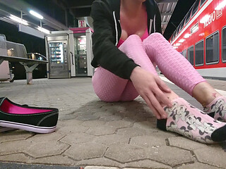 My feet at the train station