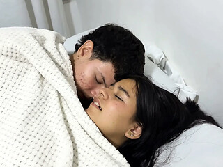 My Horny Boyfriend Gives Me a Hard Fuck No Matter That My Little Stepbrother Is by Our Side.
