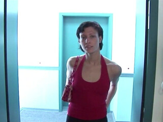 Fit Brunette Comes to See the Apartment and Likes the Balcony the Most