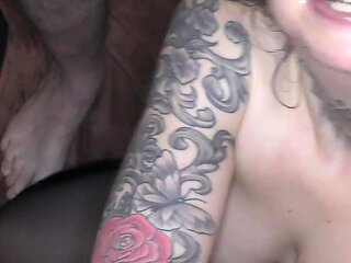 Tattooed UK Slut Gets Sprayed Like Never Before