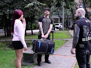 Redhead MILF Gets a Threesome with Her Husband and Brother-in-law Until She Takes Every Drop