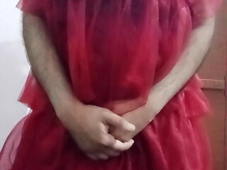 Indian Gay Crossdresser Gaurisissy real xxx homemade sex in Red lehenga