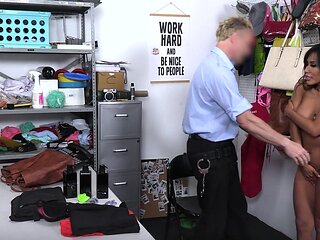 Tanned brunette Jena Larose gets punished for stealing