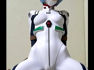 Rei Ayanami bounded and dancing with leg wide open