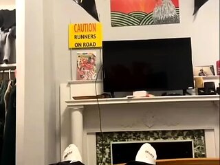 College stud jerks his cock  a compilation