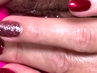 Mature Woman with Big Saggy Tits and Hairy Pussy Fucking Herself with Sex Toy in Solo Vid