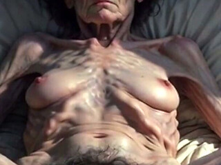 85yo Granny Tied up - Big Open Hairy Pussy Begging for Cum Inside