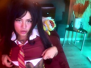 Teen Latin brunette enjoys sexy chat masturbation