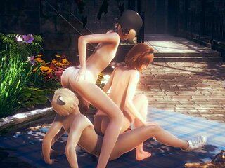 Yaoi Femboy - Natthan and 2 friends hardsex at a park