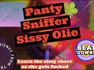 Panty Sniffer Sissy Olie Learns a Cheer to Use When Things Get Horny and Kinky