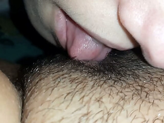 Hot POV sex with licking and nibbling of nipples, licking and sucking of the pussy, and licking and kissing of the belly