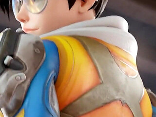 Tracer & 3 Guys One by One - Blowjob, Anal & Fuck While Playing Game 3D Overwatch Porn