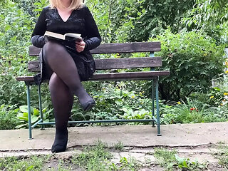Hot Ukrainian MILF gives stepson a wild outdoor handjob and cumshot