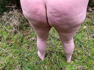 Complete Naked Girl in the Woods and Whipping Her Body and Genitals