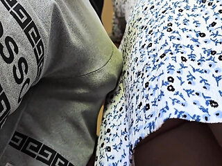 Omg! Almost Seen by Subway Passengers When Stranger Cums Hard Inside Her Panties