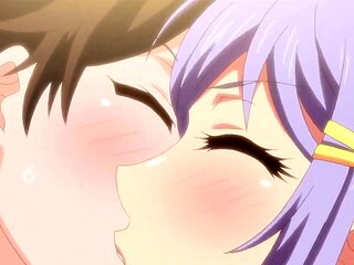 Hentai Busty Purple Hair Girl Seduces Boy for Wild Sex