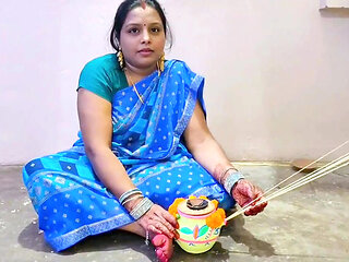 Desi Bhabhi Hardcore Fucking on Karwa Chauth - Hindi Audio Sex with Big Ass