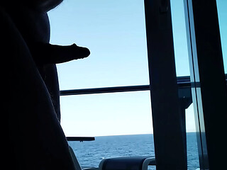 Shaddow chubby at sea with 15 cm erected uncut cock