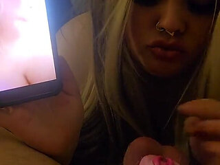 Watching Me Cuck Him During Sph & Light CBT! Flat Pink Pussy Chastity for Cuckie Lol