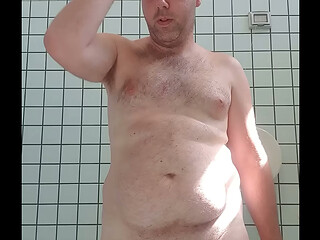 Nude boy in Bathroom