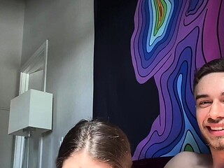 This brunette slut gives a wet blowjob to a big cock