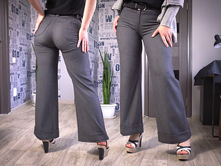 Secretary Modeling Legs and Ass in Tight Trousers