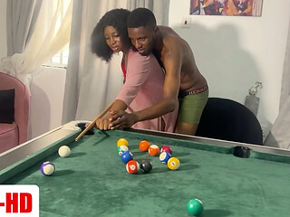 Couple fucks after a snooker session