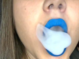 Vaping Close-up with Blue Lipstick