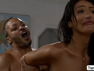 Gorgeous nasty TS babe is ready to suck and fuck