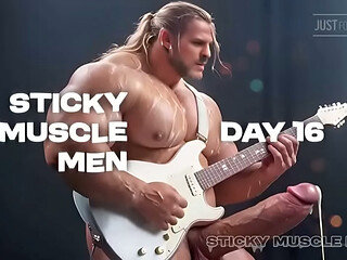 Sticky Muscle Men Day 16 Preview, AI-Generated Muscle Guys, Big Dicks, Big Cum Loads