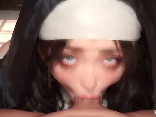 The naughty Italian nun got fucked by my huge cock! Her cute face and juicy pussy are magnificent![AI]