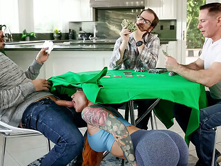 Sophia Locke Gags Under the Table Then Gets Bent Over the Counter