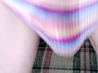 Femboy cums in cute little panties.
