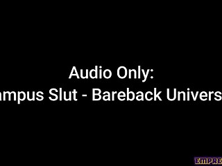 Amateur campus slut takes a bareback pounding