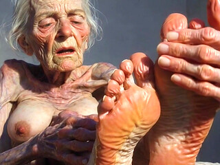 Granny Foot Oil Play - Self Massage Makes Her Horny and Dripping