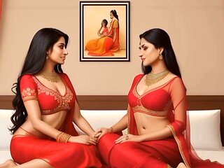 Indian aunt, cartoon fantasy, school