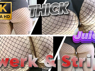 Thick & Juicy - Fishnet PAWG Twerk & Strip Show - Ass Bouncing Like Crazy!