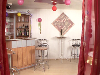 Blonde MILF Rides Stud Passionately in Bar