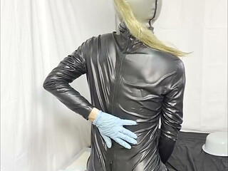 A perverted rubber doll that feels good with an anal plug